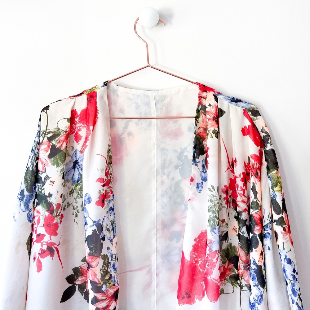 Floral Chiffon Kimono Cardigan NWOT - Size S